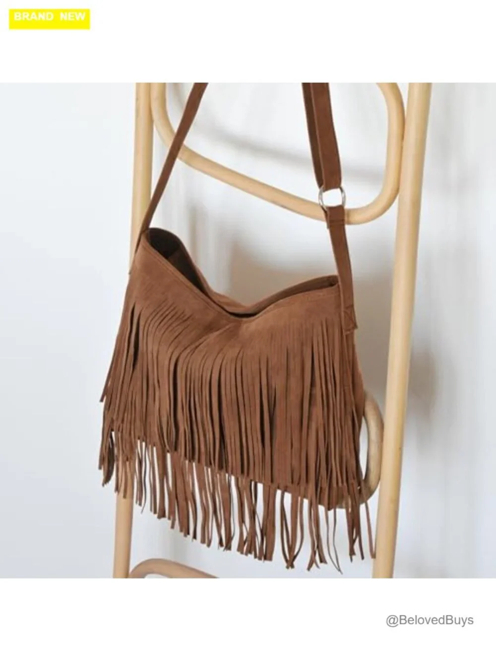 Faux Suede Leather Hobo Cross Body Shoulder Bag with Tassel